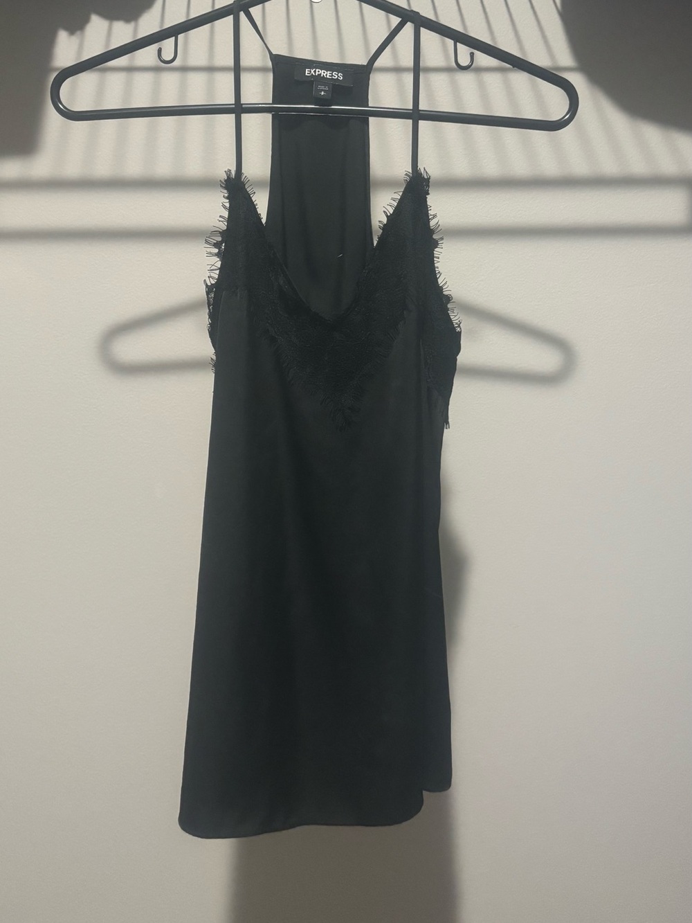 Express Black Lace-Trim Tank Top